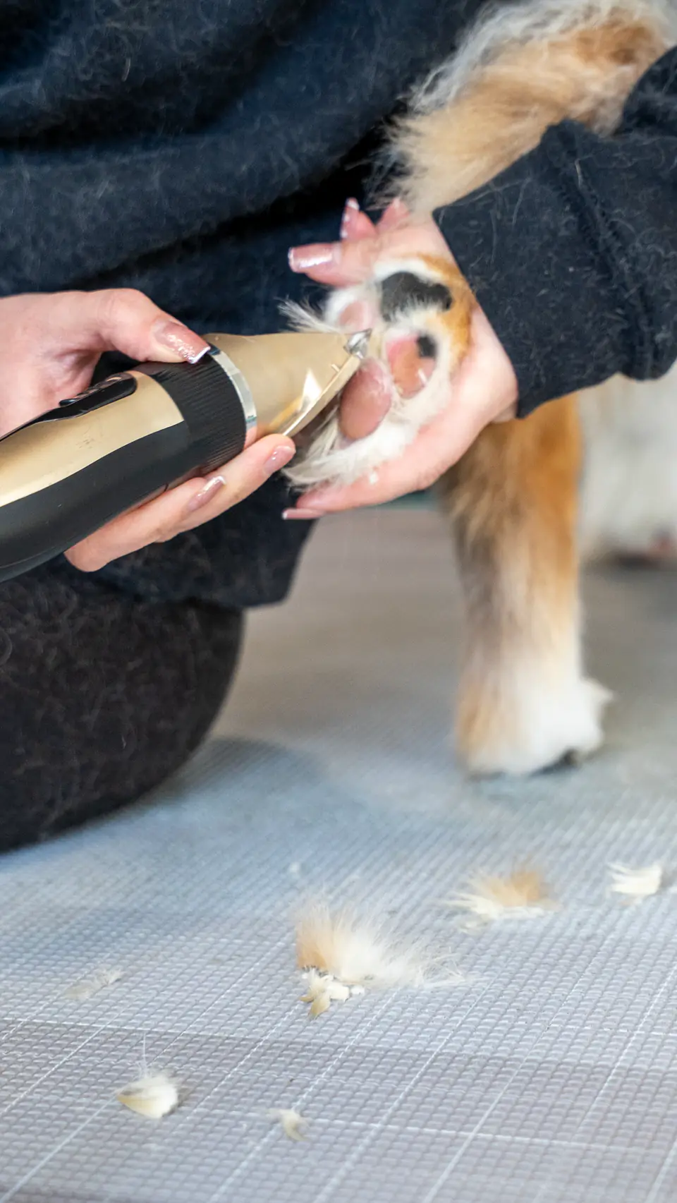Close-up of a nail trim and buffing